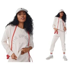 The Upside Baja Newport Crew Sweatshirt Cream Beige Organic French Terry XS $139